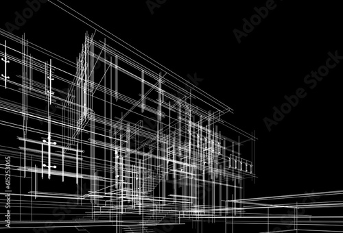 architectural sketch of a house 3d rendering