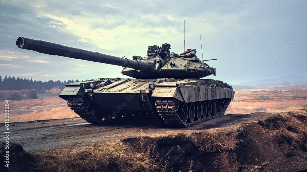Tank on the beach. AI generated art illustration. Tank on the beach. AI generated art illustration.