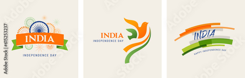 India Independence day, banner, poster and greeting card. 76 Year Anniversary Independence Day Logo