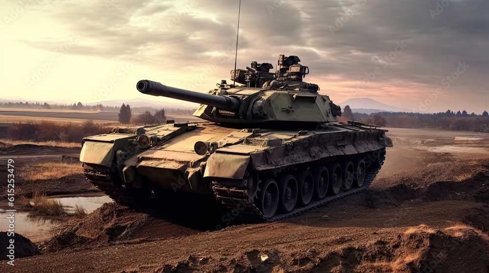 Tank on the beach. AI generated art illustration. Tank on the beach. AI generated art illustration.