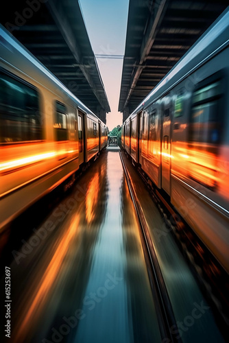 Mesmerizing Train Photography, Motion blur, reflection, speed, cinematic. AI generative © SANGHYUN