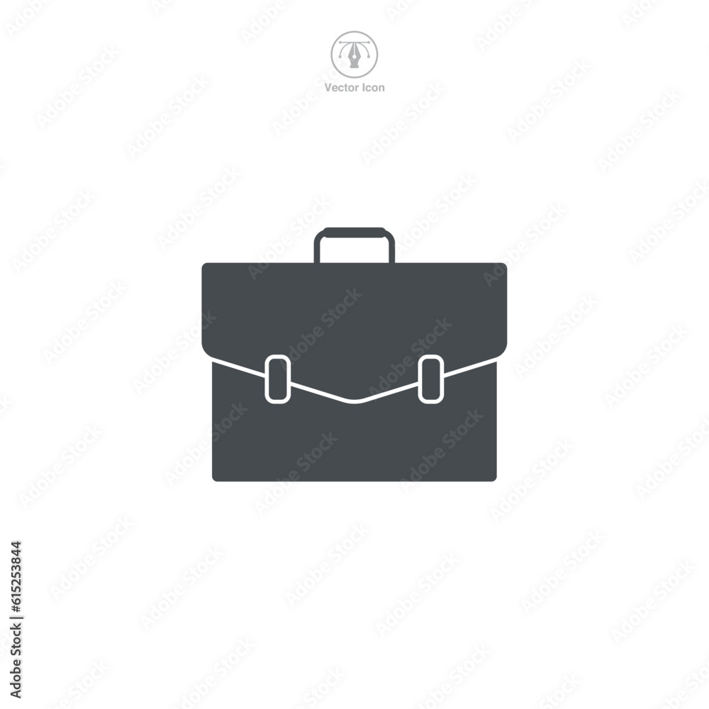A briefcase icon vector illustration depicts a graphical representation of a professional's carry-on, typically used in digital interfaces and designs A briefcase icon vector illustration depicts a graphical representation of a professional's carry-on, typically used in digital interfaces and designs