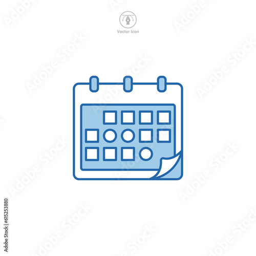 A Calendar icon vector illustration portrays a graphical symbol of a calendar, widely used in digital interfaces for scheduling and timekeeping © keenan