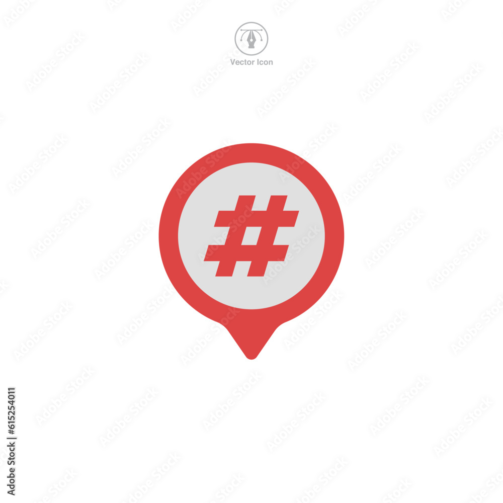 Fototapeta premium Hashtag icon vector representation emphasizing social media interaction, trending topics, and online tagging, perfect for digital communication platforms