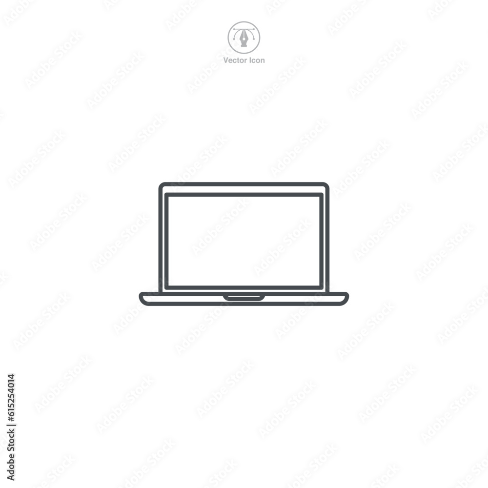 Laptop icon vector illustrating digital connectivity, work mobility, and modern technology, great for representing remote work, education, and computing Laptop icon vector illustrating digital connectivity, work mobility, and modern technology, great for representing remote work, education, and computing