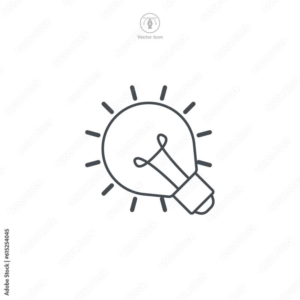 A vector illustration of a lightbulb icon, elegantly designed, featuring fine details, ideal for indicating ideas, solutions, or innovation A vector illustration of a lightbulb icon, elegantly designed, featuring fine details, ideal for indicating ideas, solutions, or innovation