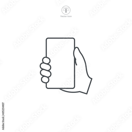 A vector illustration of a hand holding a smartphone icon, symbolizing connectivity, communication, or mobile technology. Perfect for app interfaces, digital interaction, or telephony