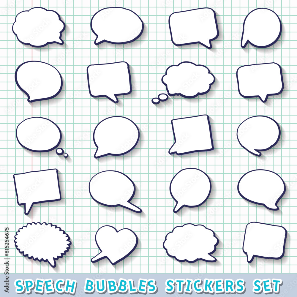 Obraz premium Hand drawn speech bubbles stickers set