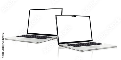 Two laptops with blank screen mock up
