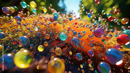 Colorful shiny rainbow glamour abstract bubbles wallpaper background AI Generated image