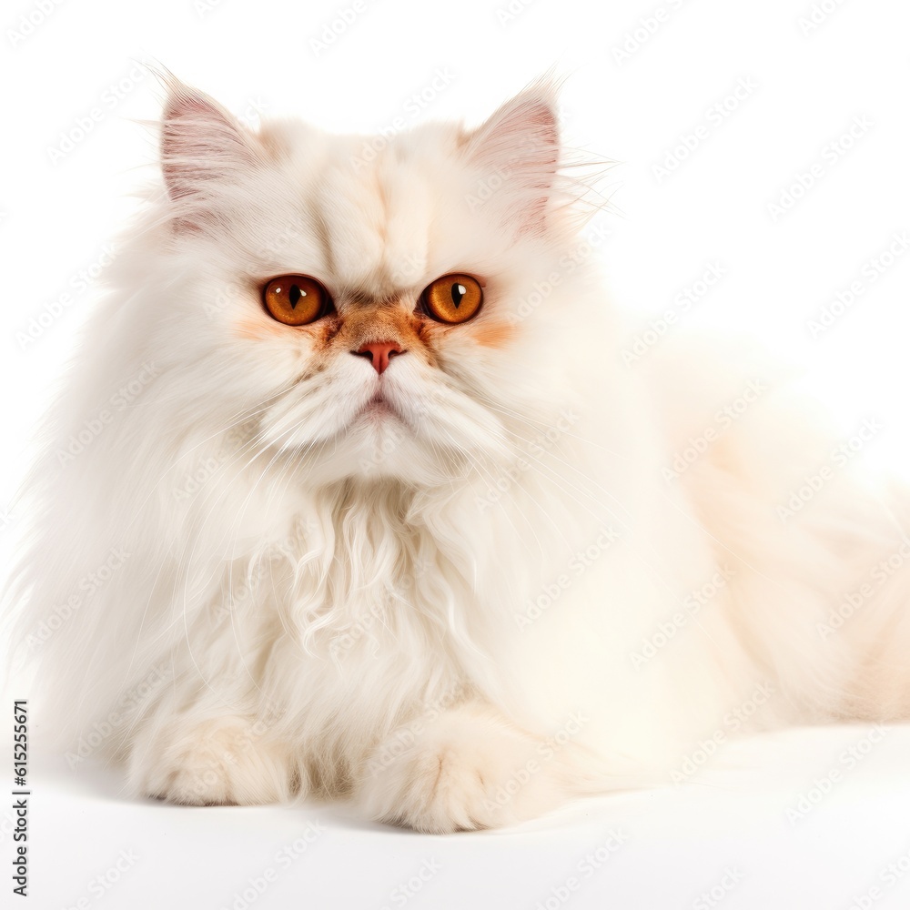 Fototapeta premium Persian cat cat isolated on white background. Generative AI