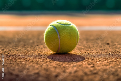 tennis ball on the court, Generative AI © Paulius