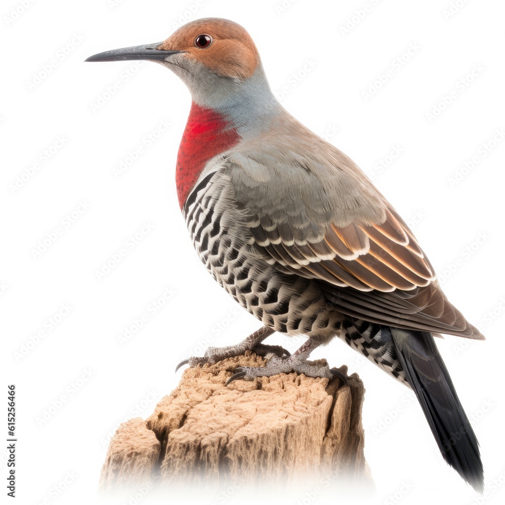 Fototapeta premium Northern Flicker bird isolated on white background. Generative AI