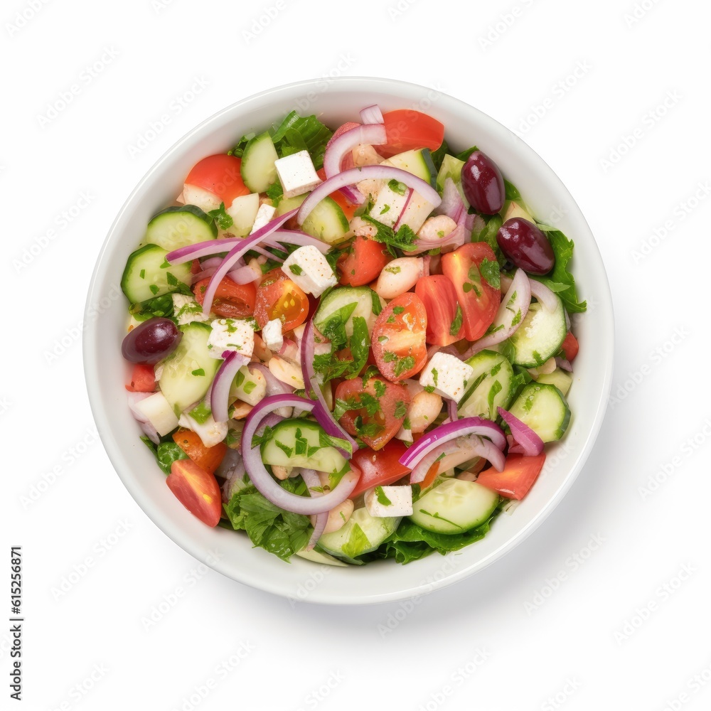 Israeli Salad isolated on white background. Generative AI Israeli Salad isolated on white background. Generative AI
