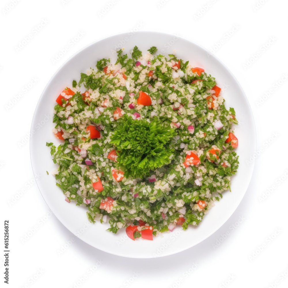 Tabbouleh isolated on white background. Generative AI Tabbouleh isolated on white background. Generative AI