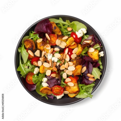 Roasted Vegetable Salad isolated on white background. Generative AI