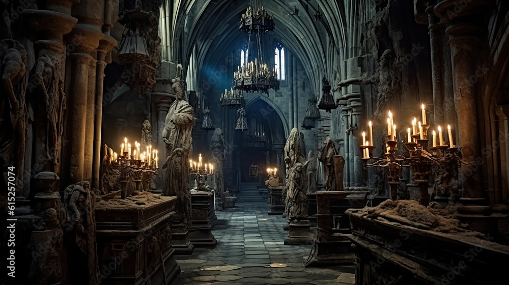 Obraz premium Interior of church of the holy sepulchre city. AI generated art illustration.