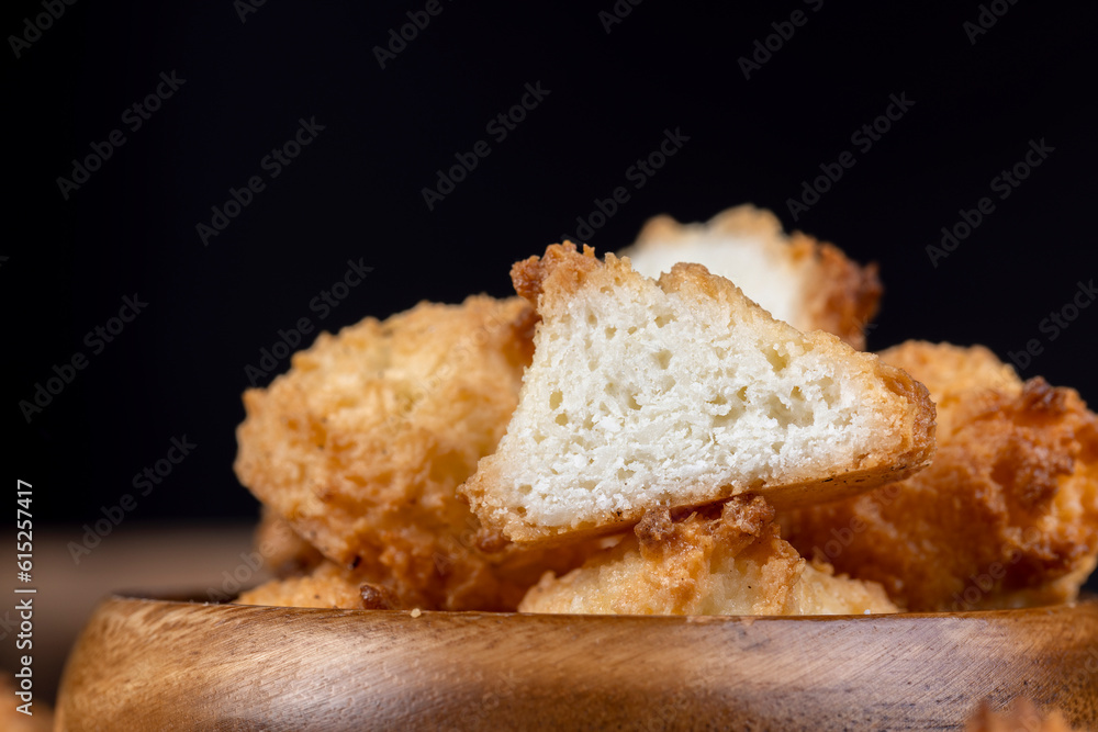 Small homemade coconut cookies made using coconut chips Small homemade coconut cookies made using coconut chips