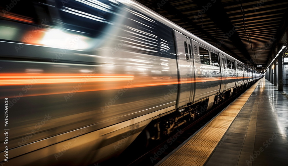 A super-fast train that is crossing over the railroad tracks. Based on Generative Ai. A super-fast train that is crossing over the railroad tracks. Based on Generative Ai.