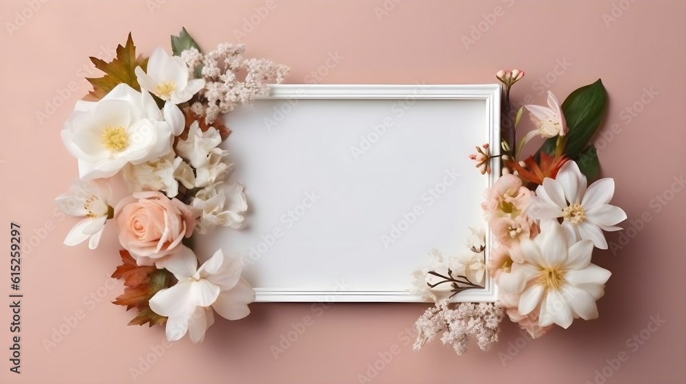 Frame from flowers artistic illustration. Generative AI Frame from flowers artistic illustration. Generative AI