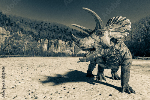 triceratops is looking back in winter times with copy space © DM7