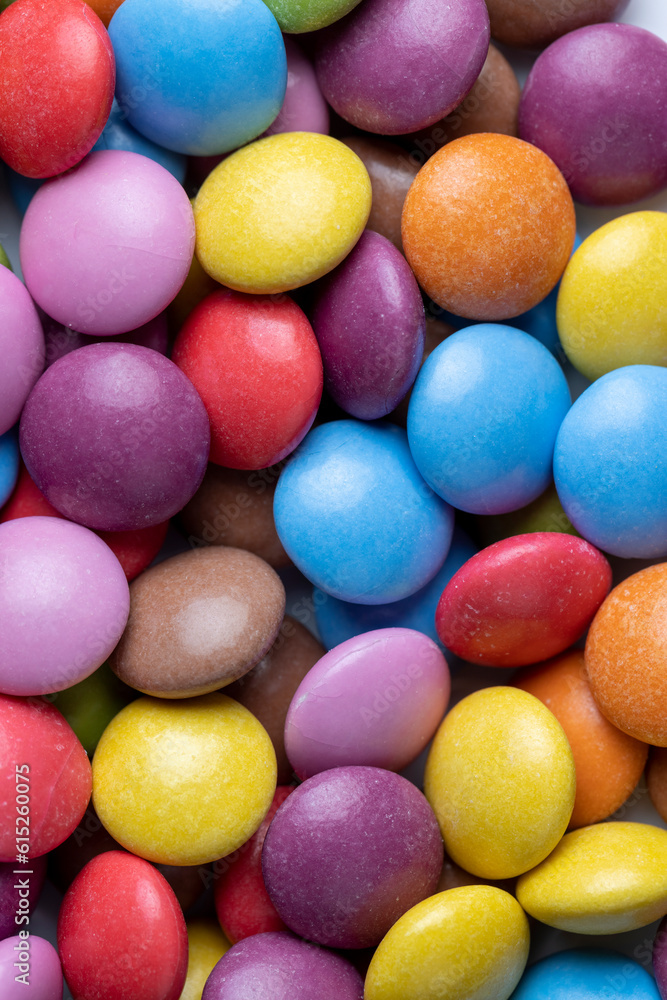 Multicolored chocolates with chocolate filling Multicolored chocolates with chocolate filling