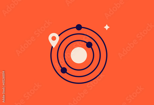solar system illustration in flat style design. Vector illustration. 