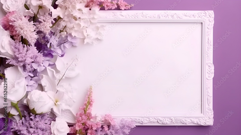 Frame from flowers purple artistic illustration. Generative AI Frame from flowers purple artistic illustration. Generative AI