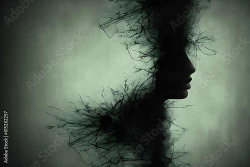 Dark depression mental illness background created with generative ai
