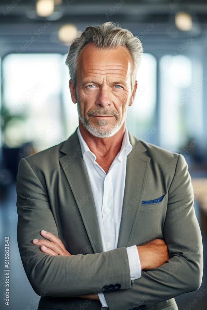 A confident mature man ambitiously poses before a photographer's camera, exuding professionalism and determination A confident mature man ambitiously poses before a photographer's camera, exuding professionalism and determination