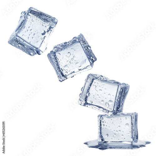 Flying ice cubes cut out