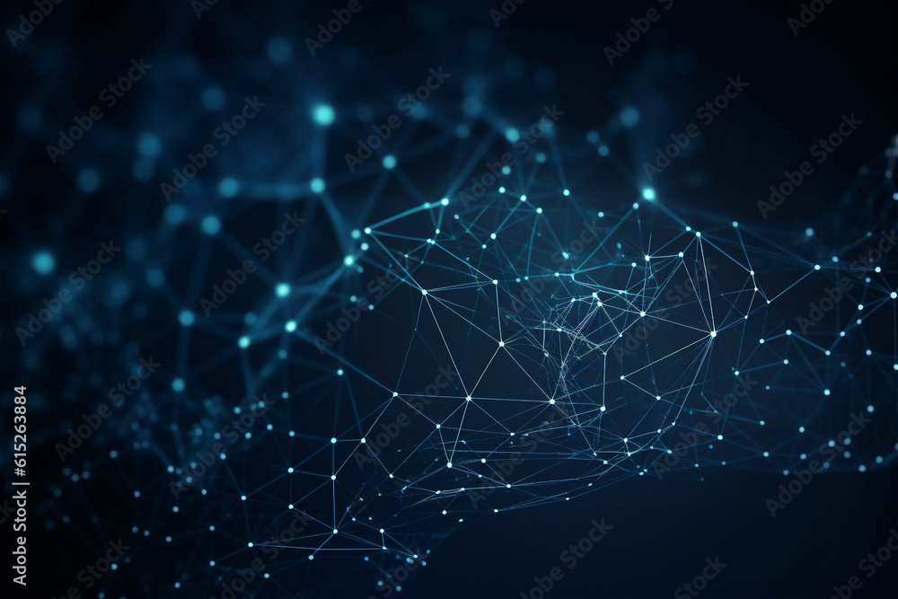Futuristic Abstract Background Concept. Network Conveying Connectivity, Complexity And Data Flood Of Modern Digital Age.Communication And Technology Network Background. AI generated content