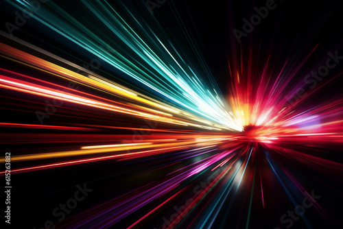 abstract multicolor spectrum background, bright neon rays and colorful glowing lines. AI generated content