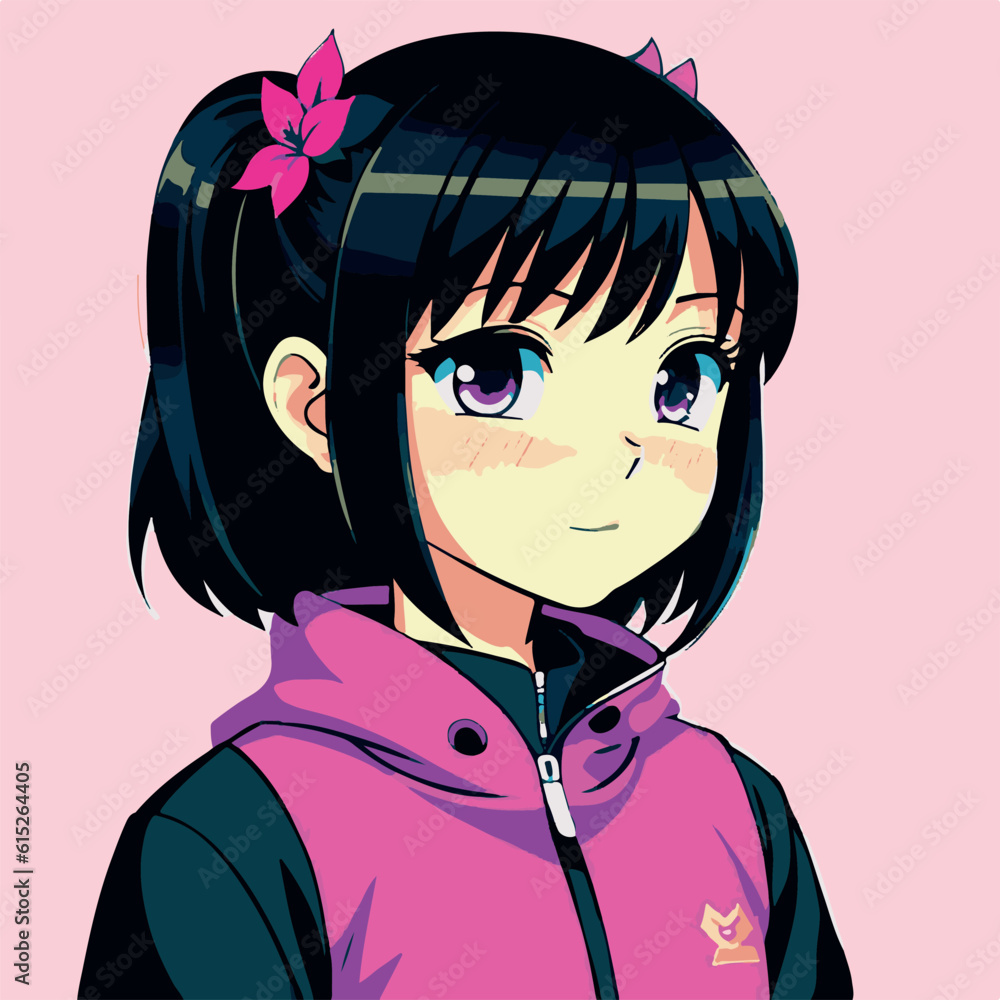 Vector anime characters. Anime girl in japanese. Anime style, drawn vector illustration. Vector anime characters. Anime girl in japanese. Anime style, drawn vector illustration.