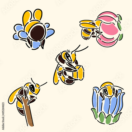 Cute honey bee icon looking for nectar
