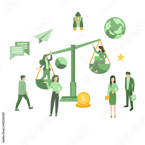vector illustration busy employees in preparing new business launch. employee productivity scale. world class company. vector-vector
