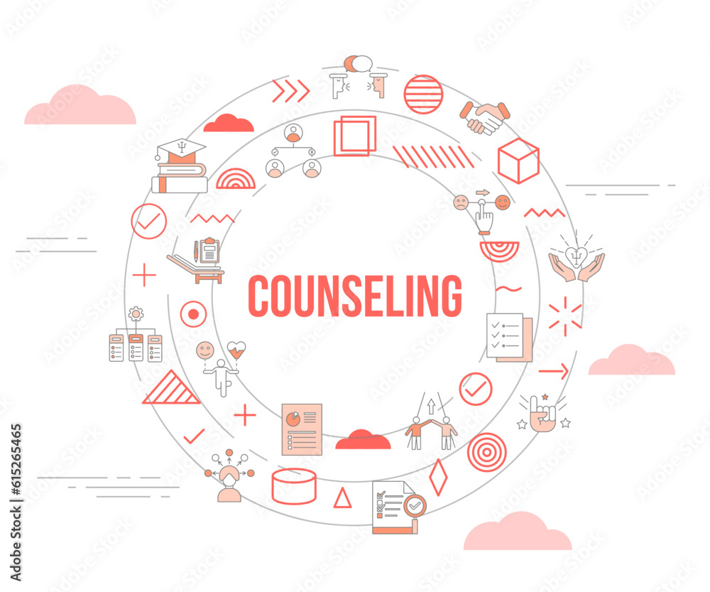 counseling concept with icon set template banner and circle round shape