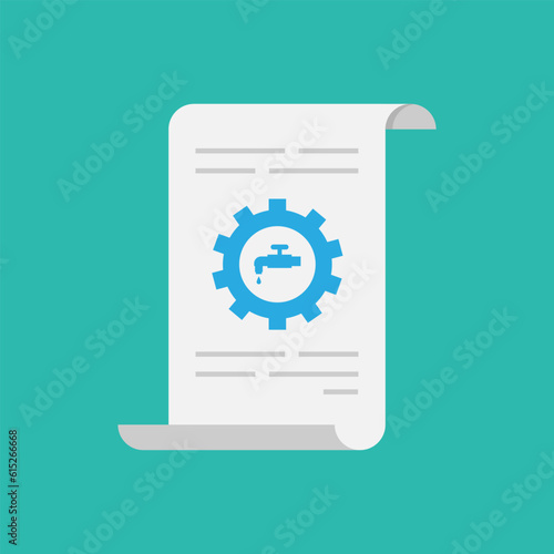 Water bill invoice flat style on green background
