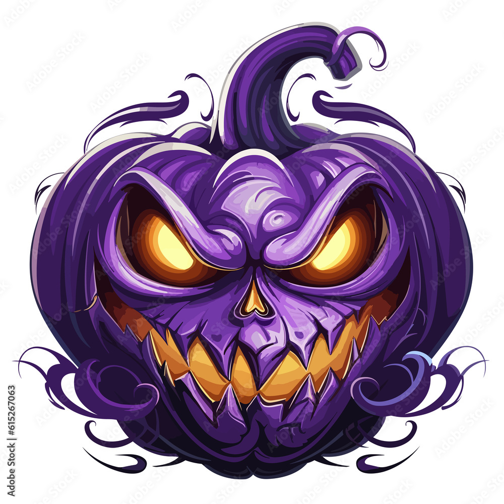 Fototapeta premium Scary Pumpkin, Halloween, illustration, Generative AI