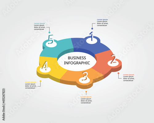 circle template for infographic for presentation for 5 element