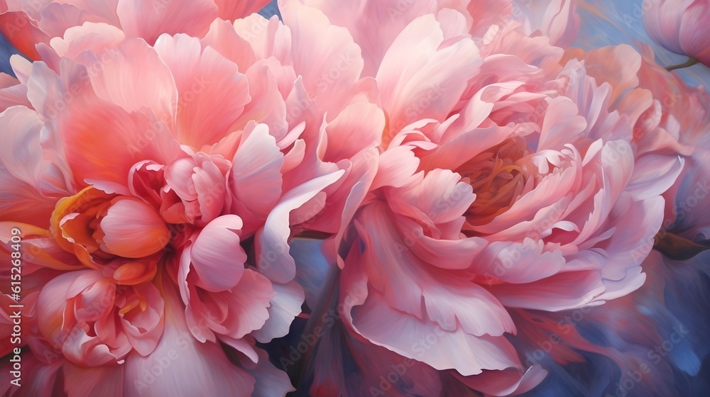 Peony flowers artistic illustration. Generative AI