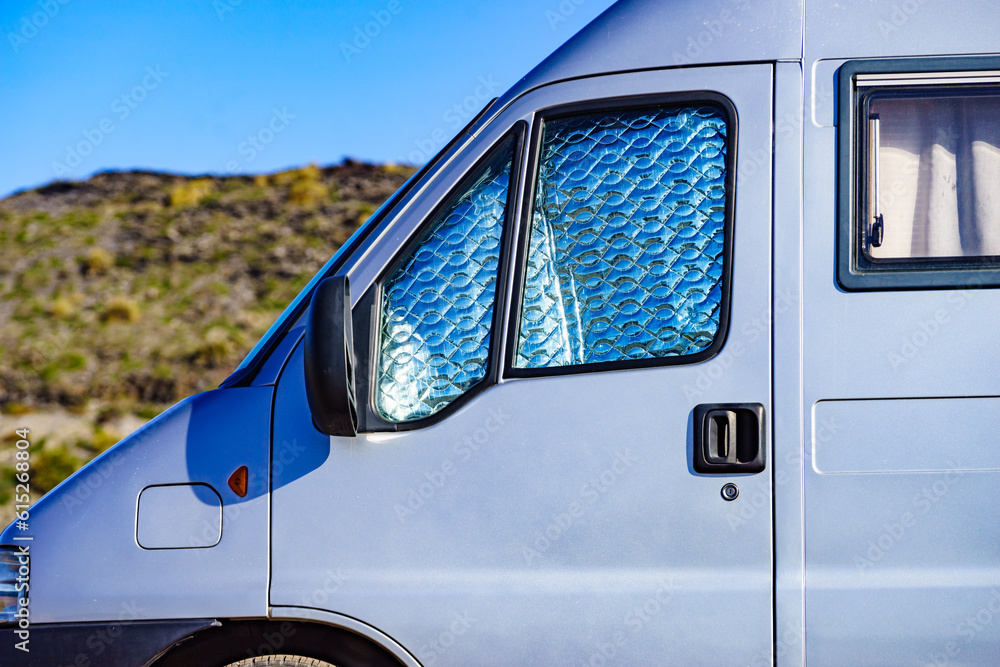 Campervan with thermal screen blind Campervan with thermal screen blind