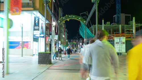 night illumination andorra la vella city famous central street walking panorama 4k timelapse andorra photo