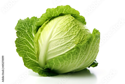 Cabbage on white background. Fresh cabbage vegetable. Generative AI.