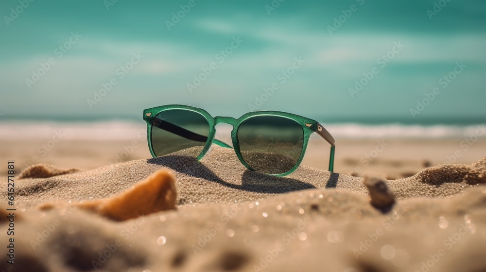 Sunglasses in the beach generative ai