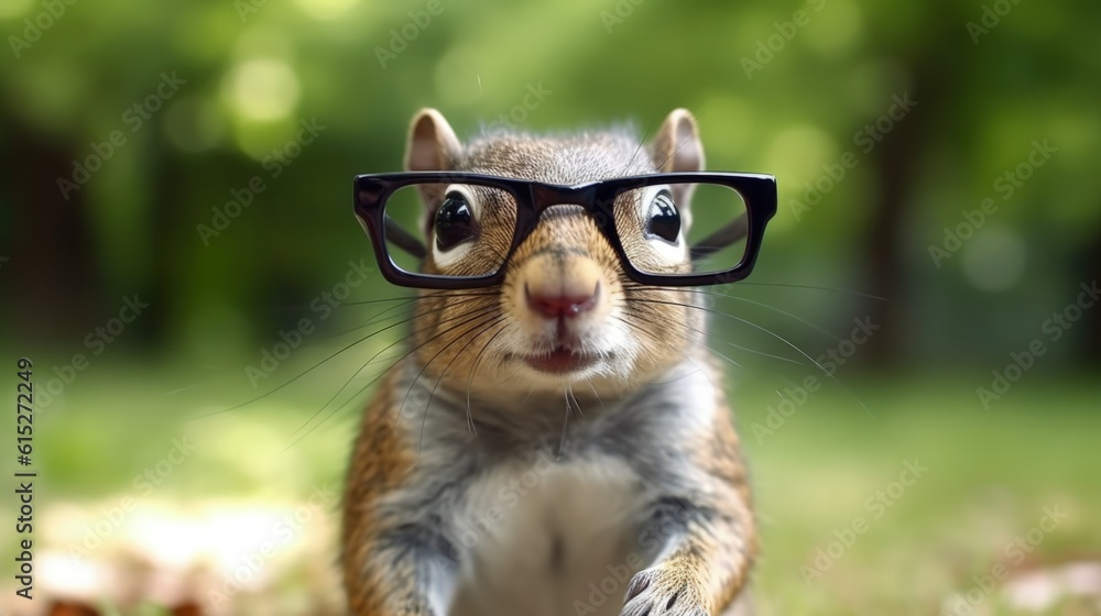 A squirrel with glasses in the city generative ai A squirrel with glasses in the city generative ai