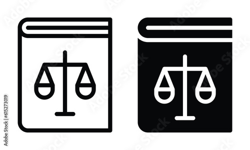 Law book icon with outline and glyph style.
