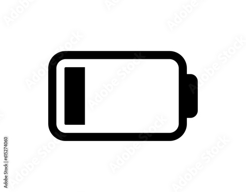 Vector battery icon. High quality black style vector icon. Baterry charge indicator. 25% batery level, energy. Power low status batteries logo.