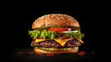 hamburger on a black background generative ai