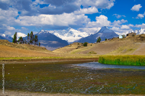landscape with lake and blue sky